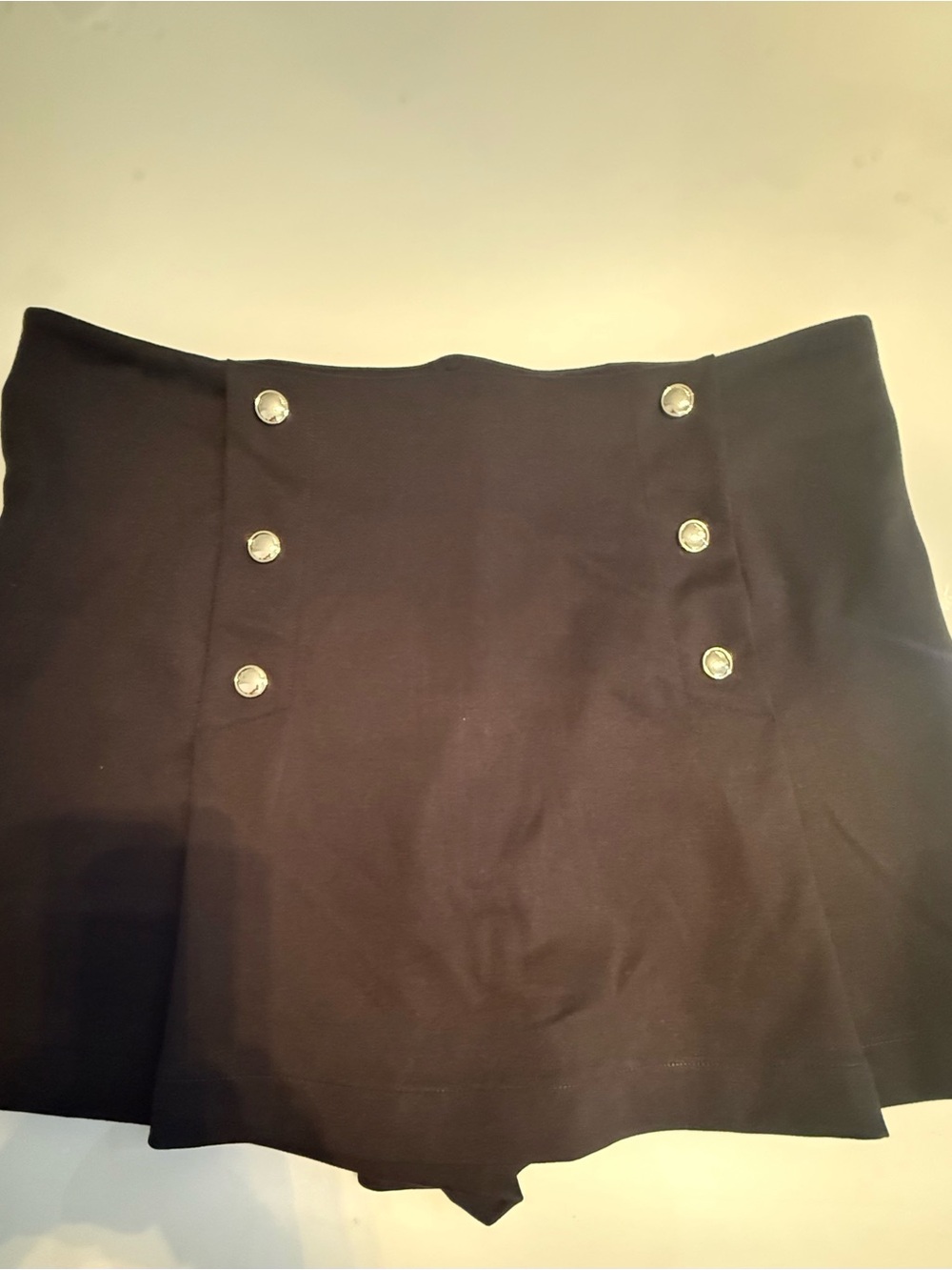 H&M Black Mini Skirt with Silver Button Detail